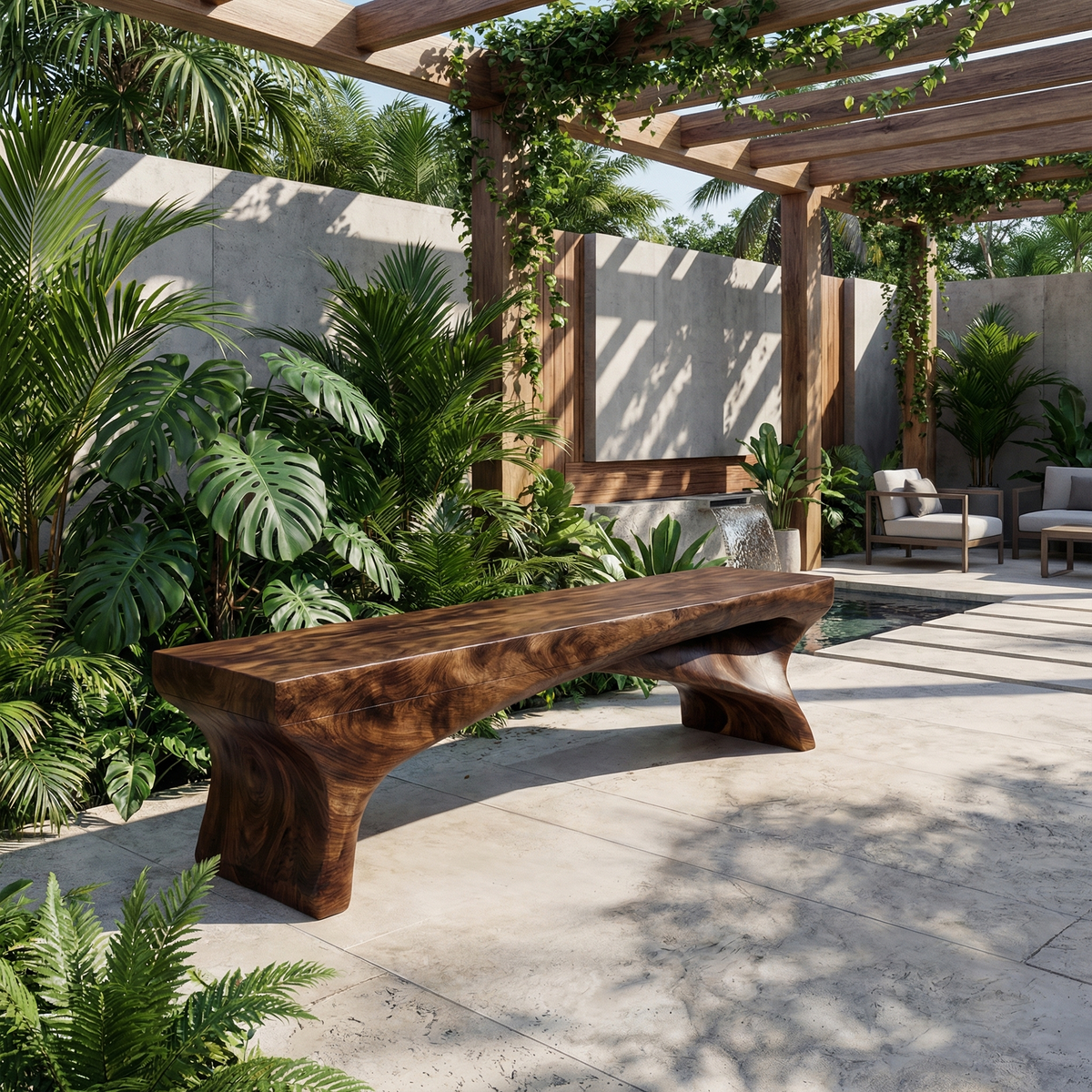 Minimalist Rustic Solid Wood Bench
