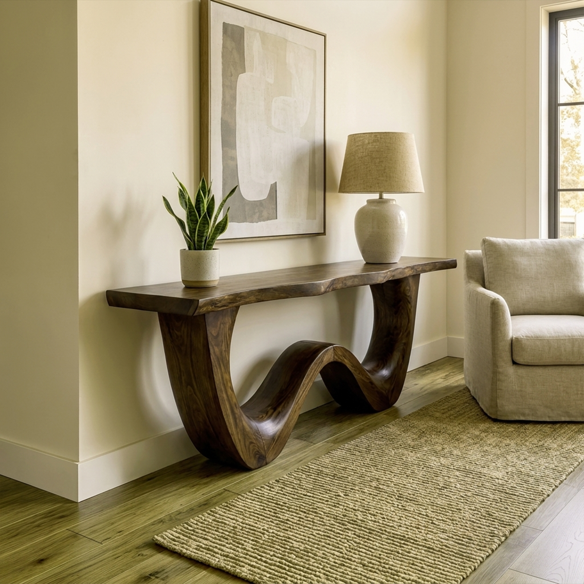 Organic Wave Base Wood Console Table