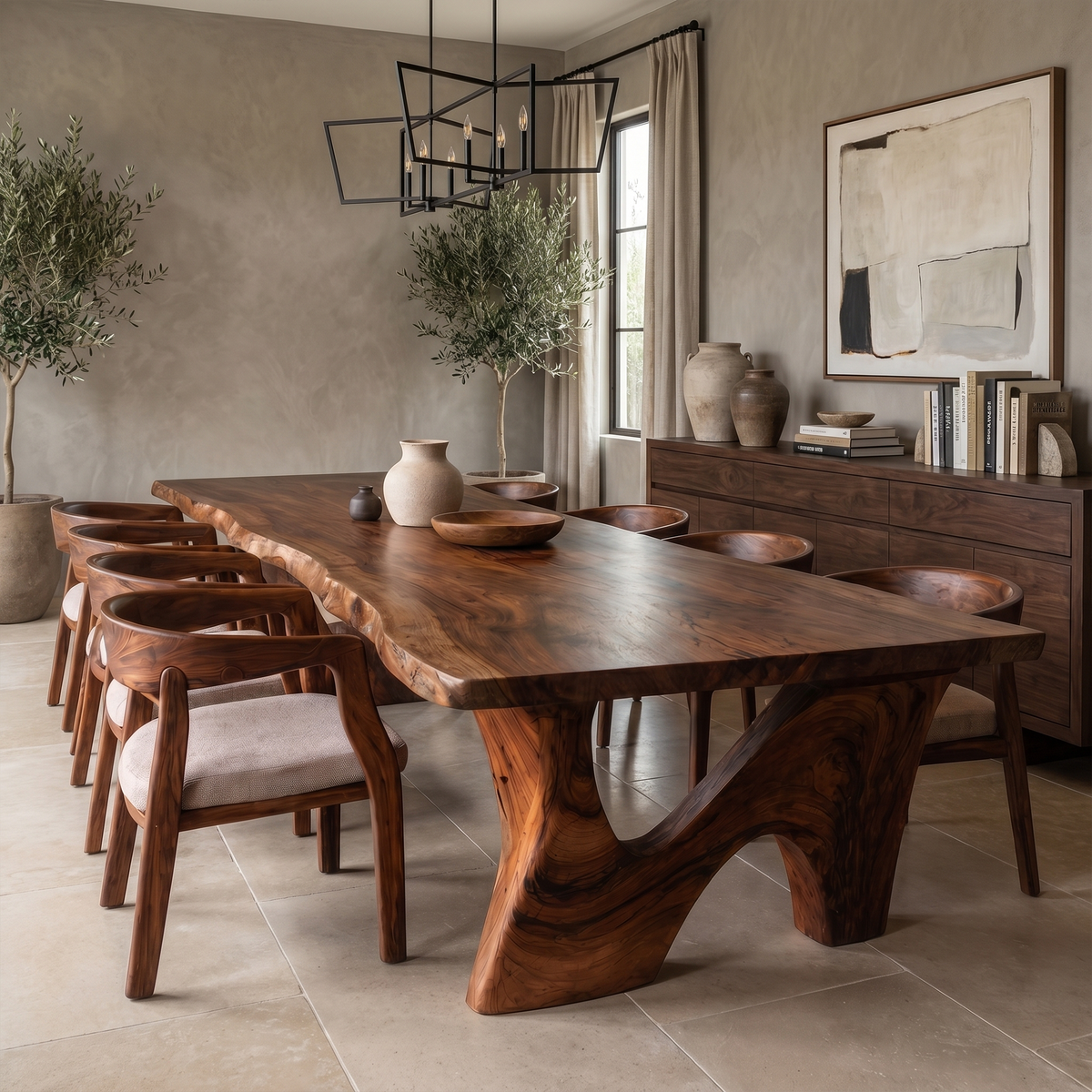 Rustic Modern Dining Table With Solid Wood Top