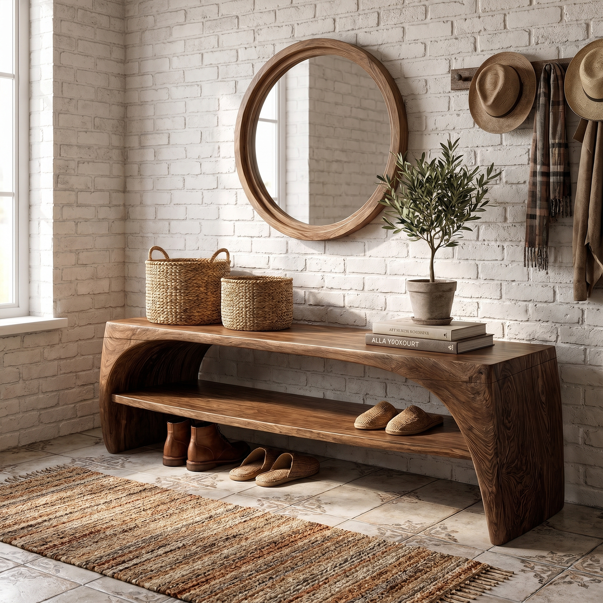 Rustic Live Edge Wood Bench