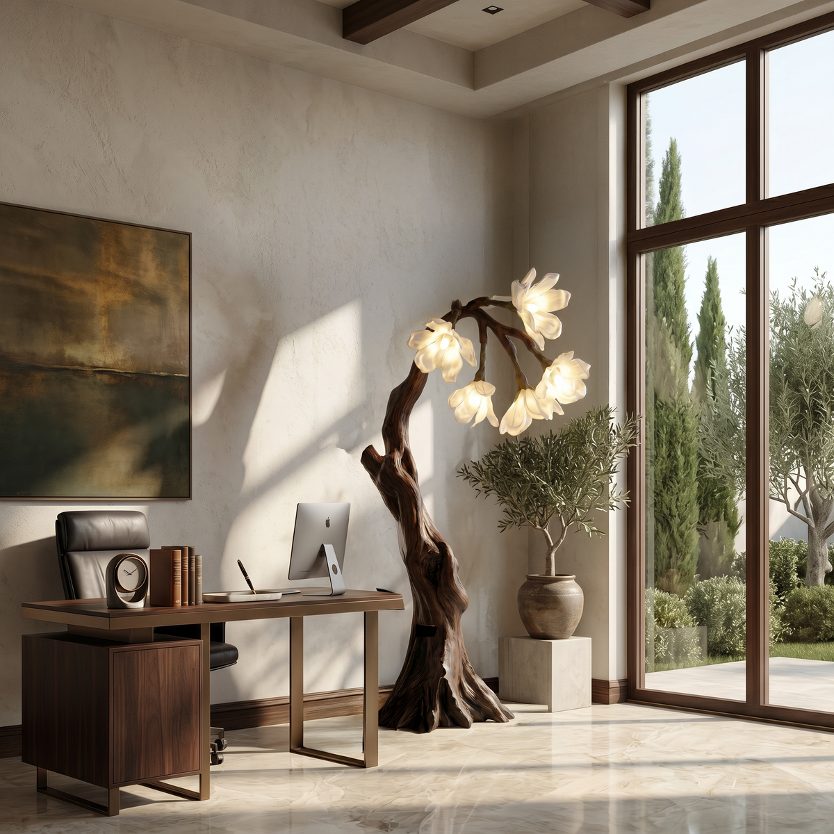 Botanical Standing Floor Lamp With Flower Petal Shade