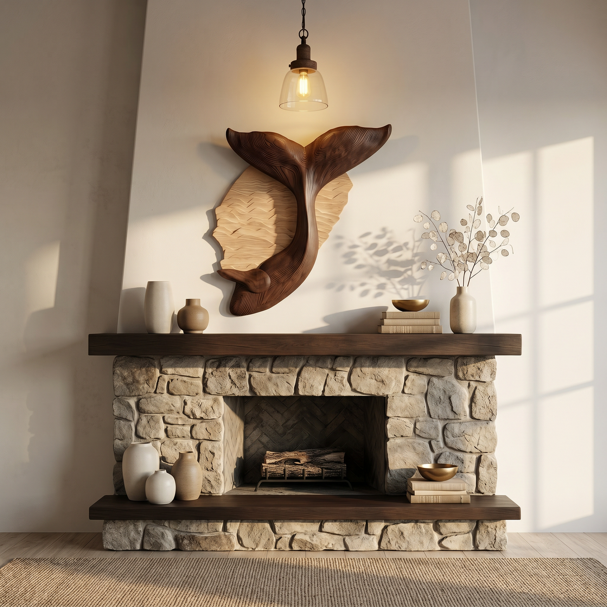Organic Whale Tail Wooden Wall Art