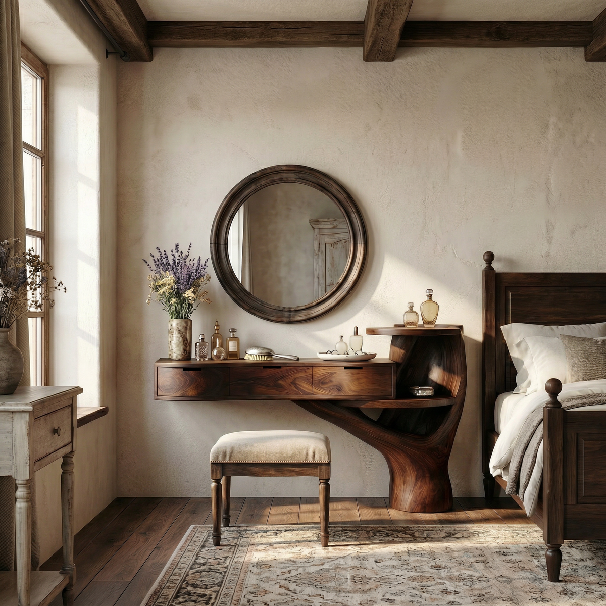 Organic Floating Dressing Table With Drawers