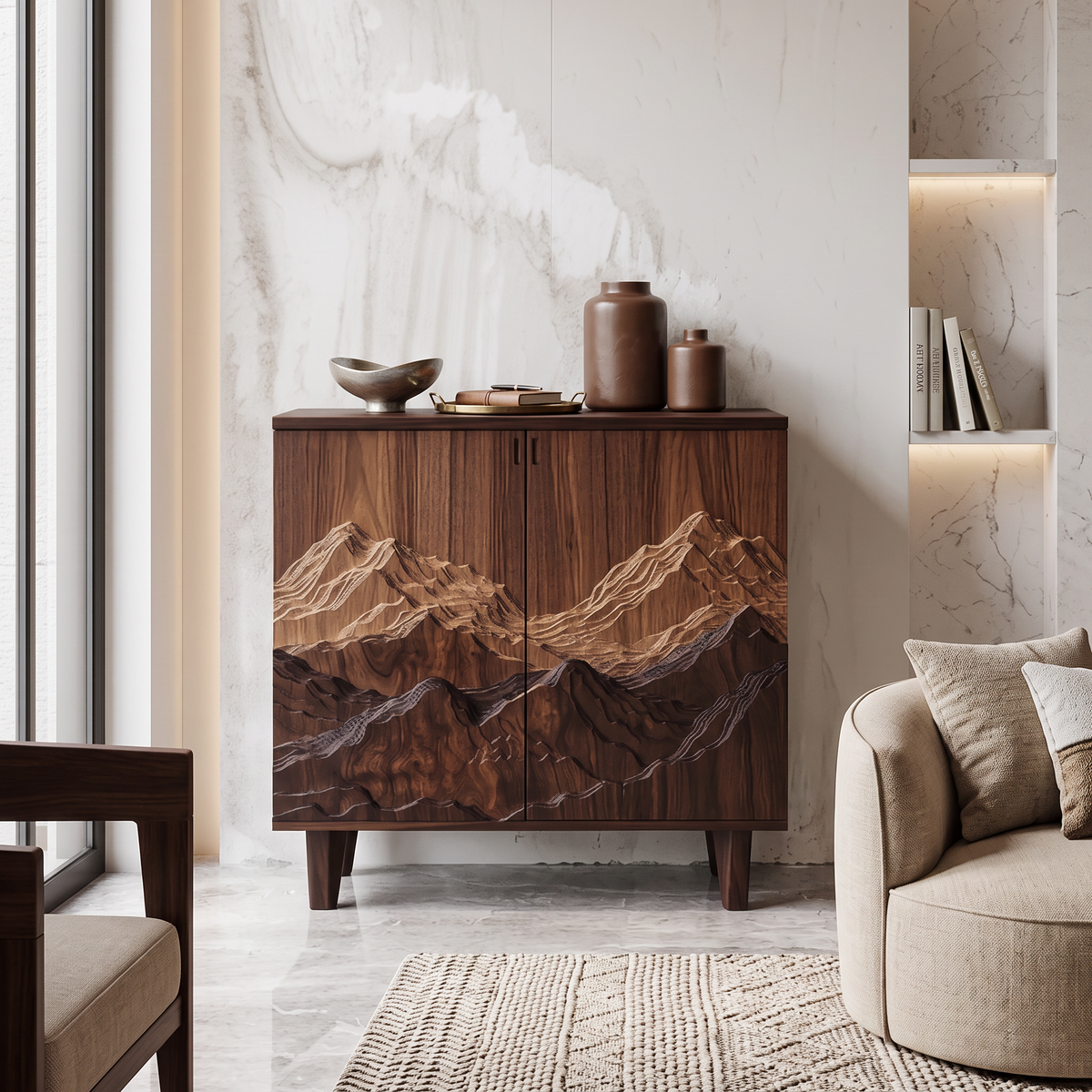 Organic Modern Wood Side Storage Cabinet