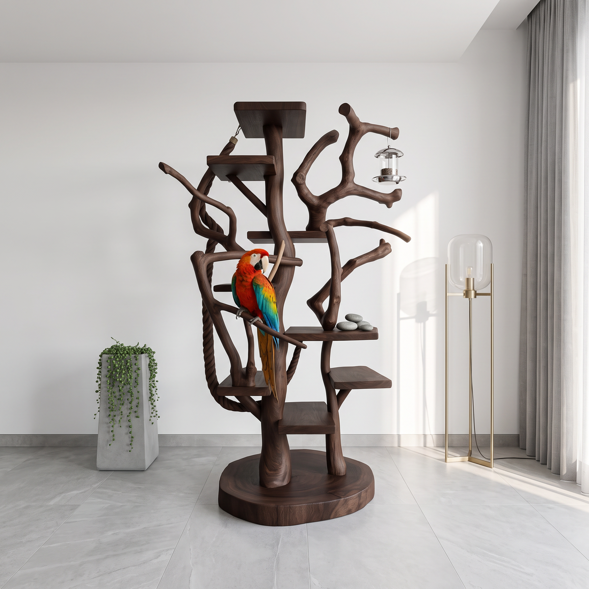 Natural Tree Parrot Stand For Living Room And Bird Room