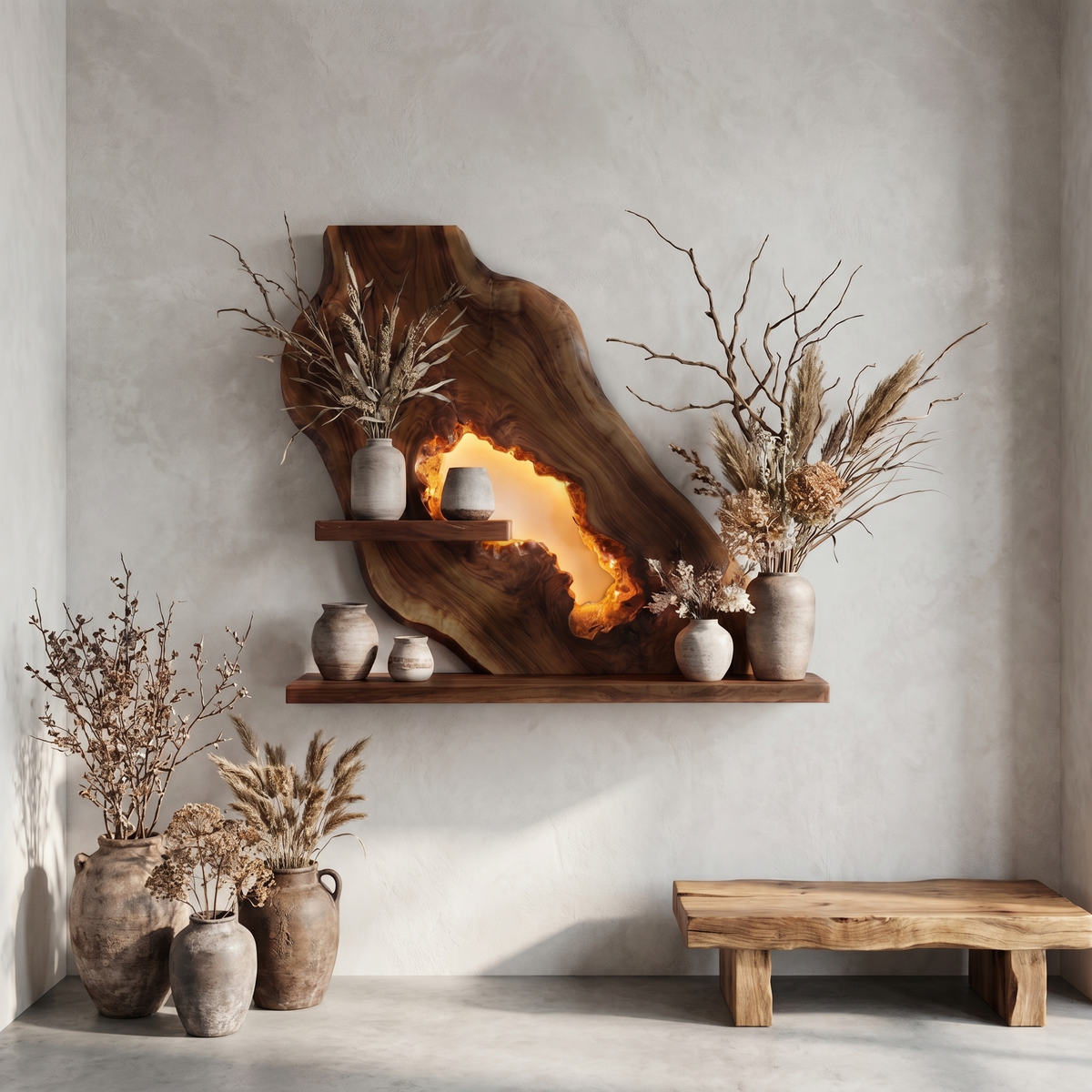 Sculptural Floating Wall Shelf