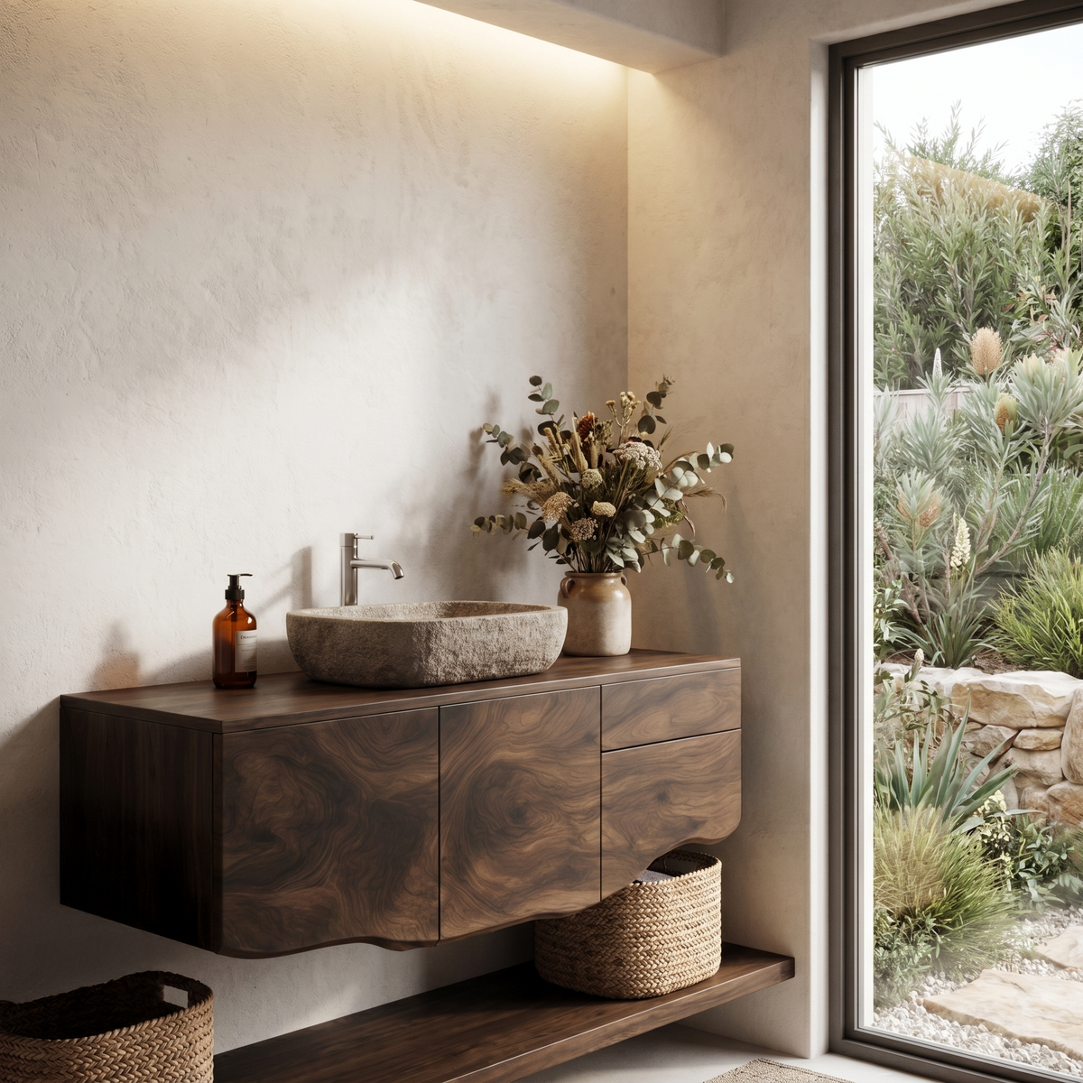 Wall Mounted Wooden Bathroom Vanity