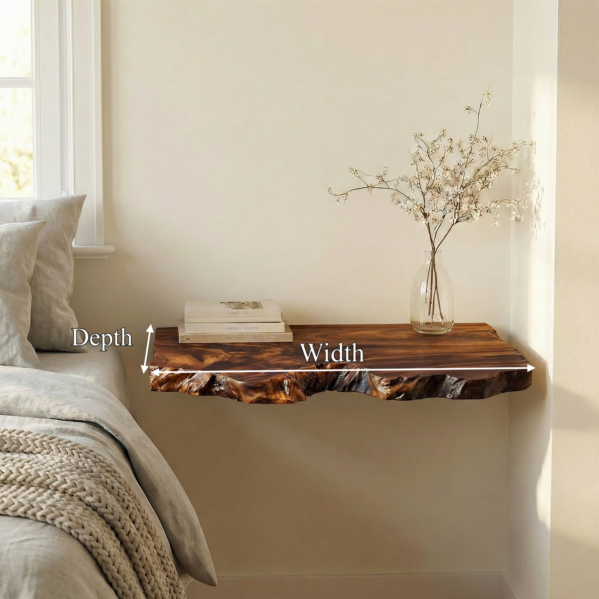 Organic Minimalist Floating Nightstand