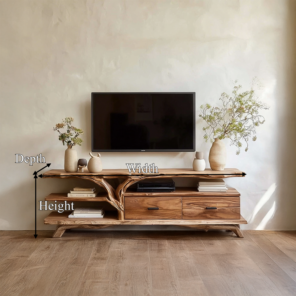 Rustic Wood TV Storage Console Cabinet