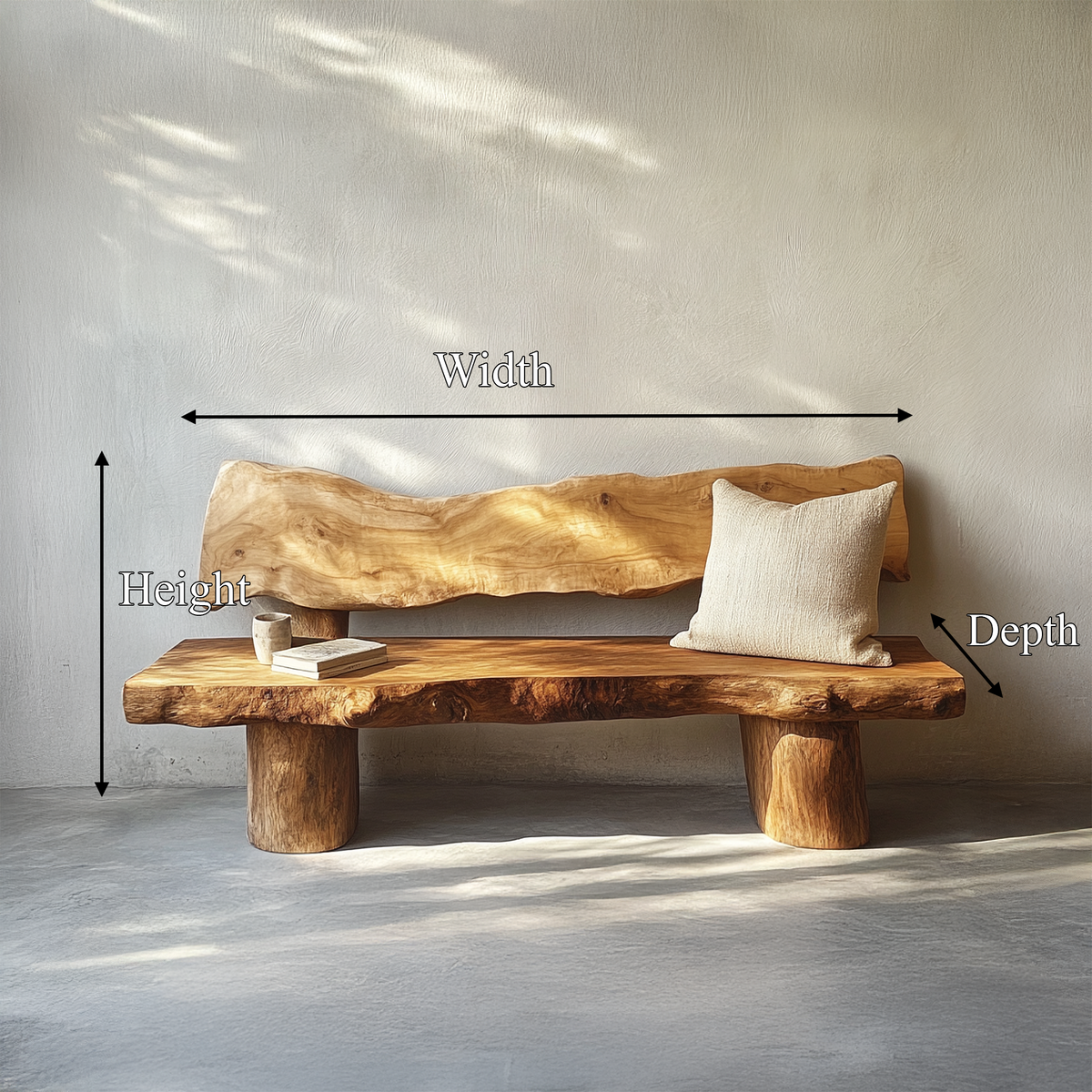 Rustic Solid Wood Sofa Outdoor Garden Natural Sculptural Seating