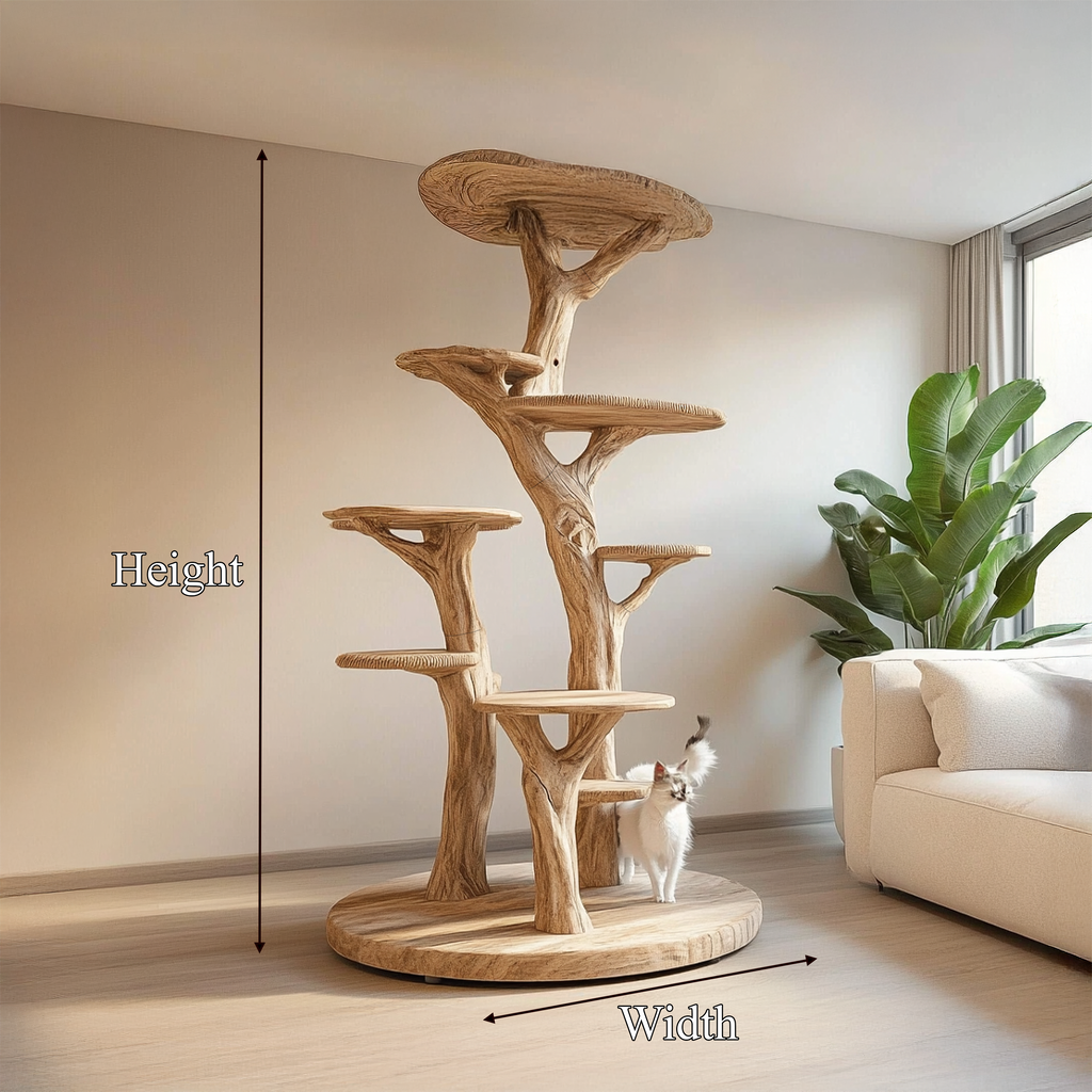 Rustic Wood Tree Cat Tower Living Room