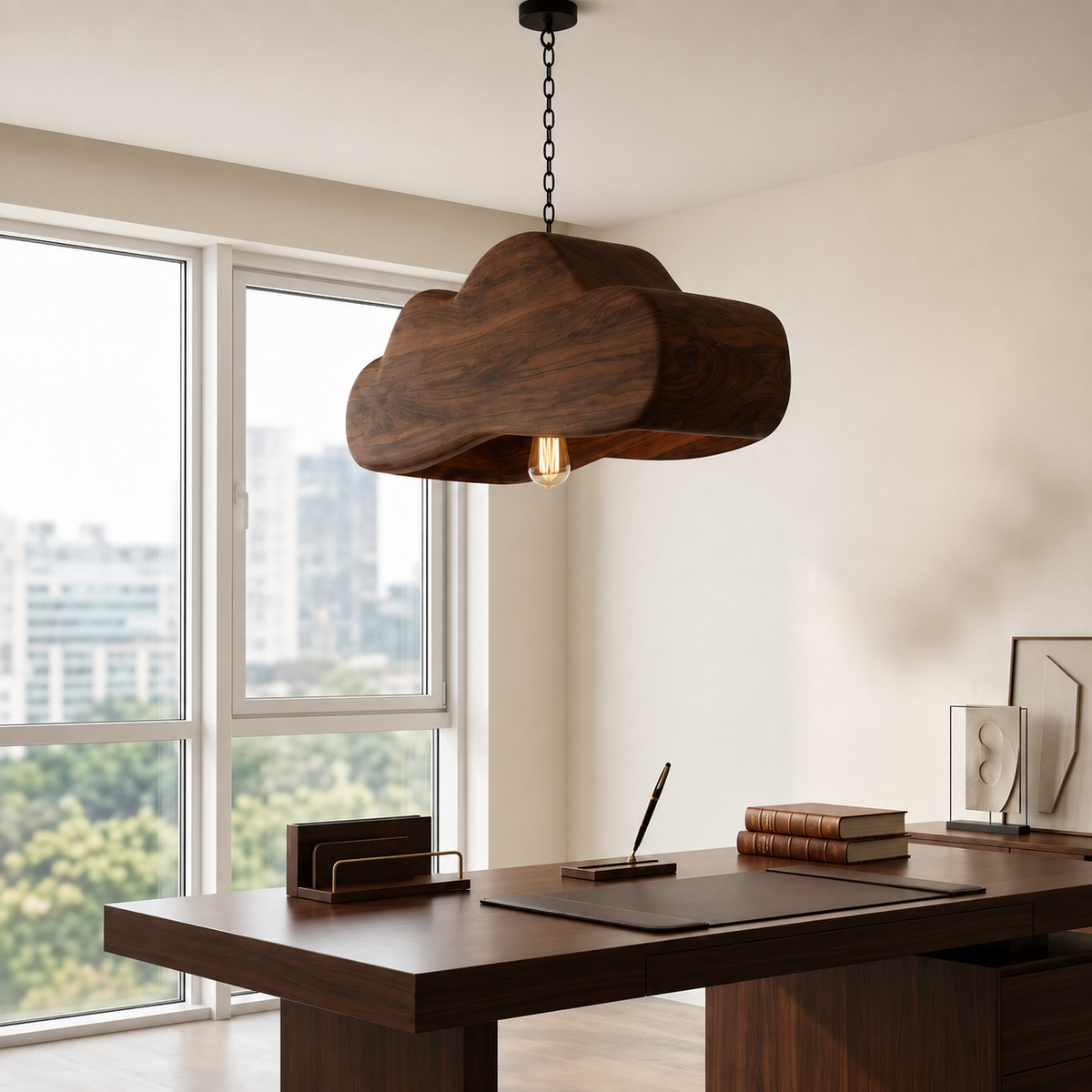 Scandinavian Wooden Pendant Light For Contemporary Kitchen Island