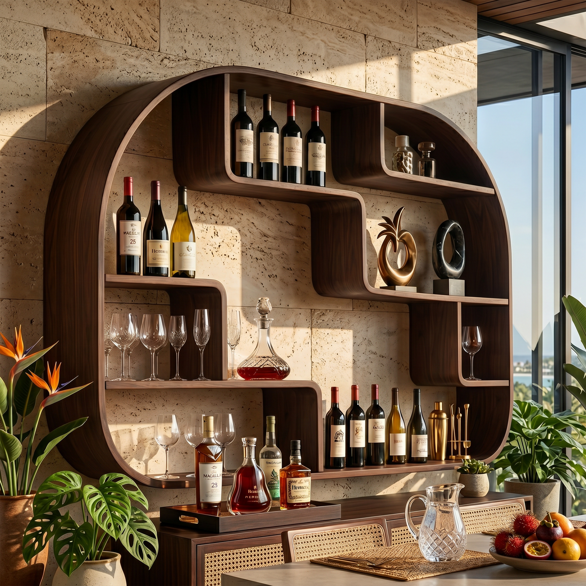 Boho Wall Mounted Wine Holder