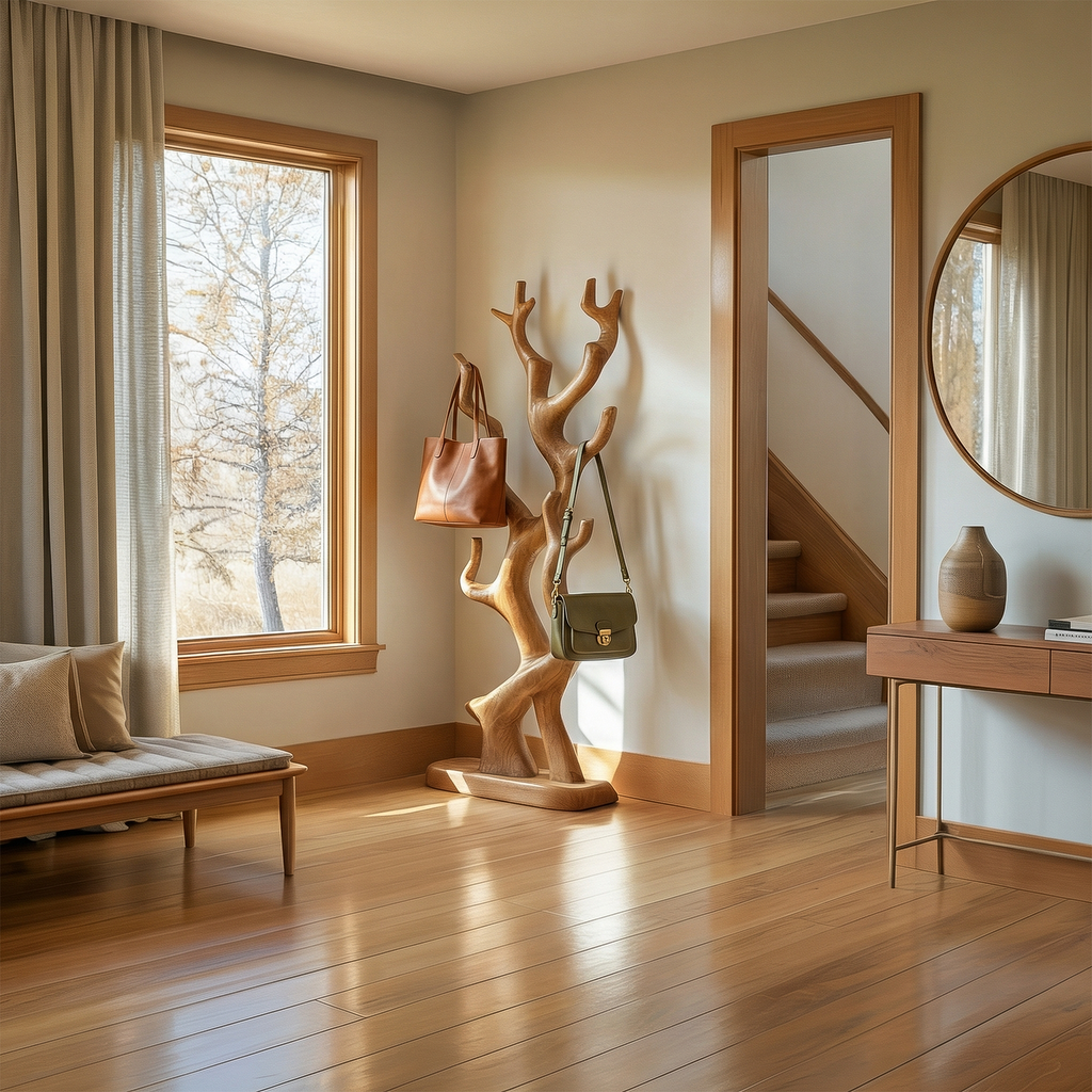 Rustic Tree Branch Coat Rack Stand