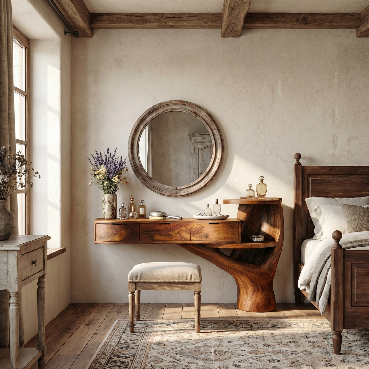 Organic Floating Dressing Table With Drawers