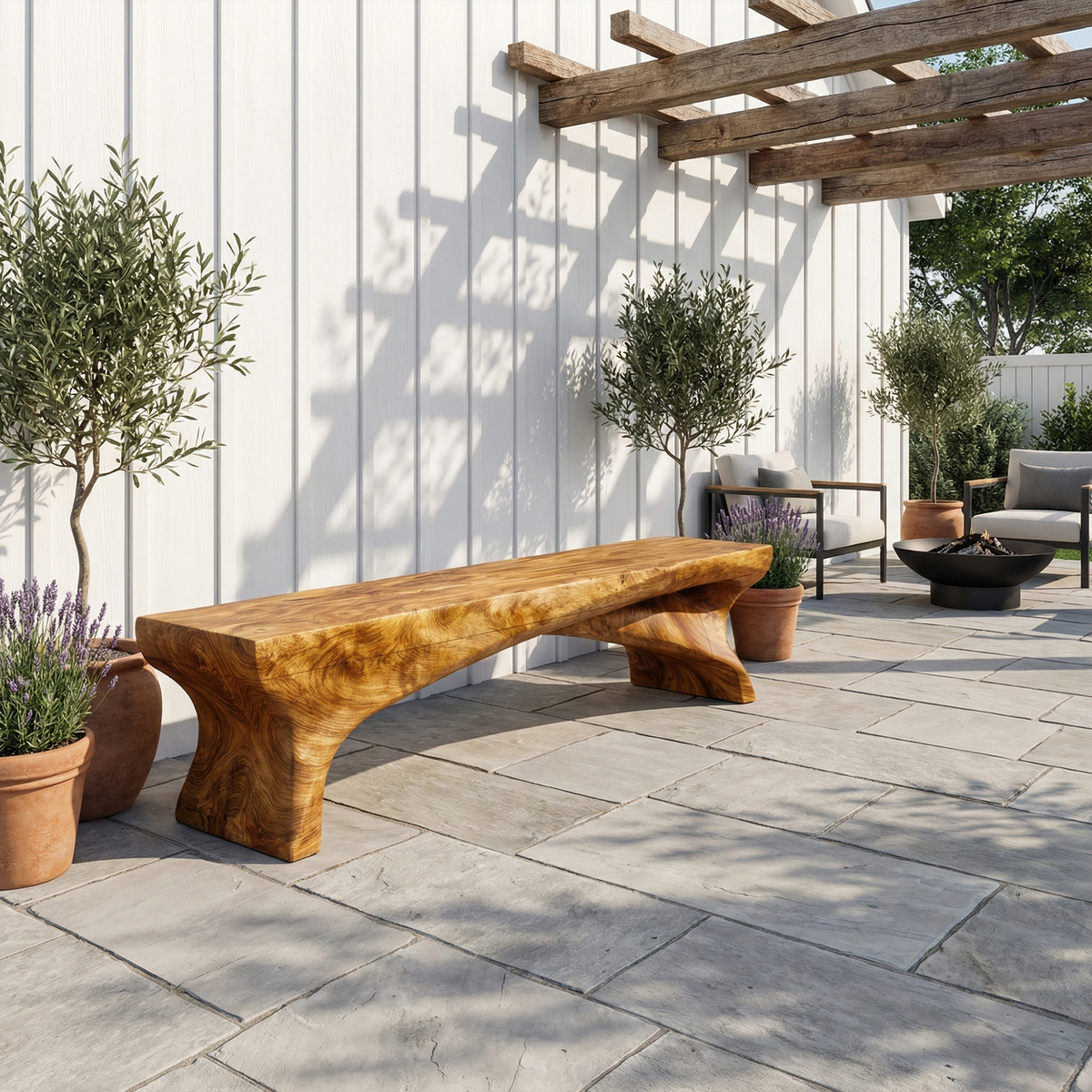Minimalist Rustic Solid Wood Bench