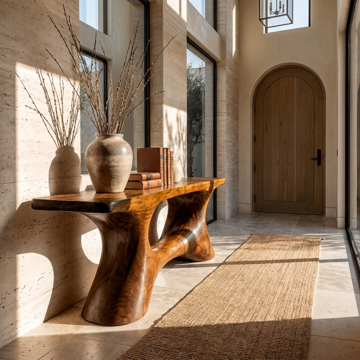 Contemporary Organic Void Base Console Table Entryway Hallway Living Room