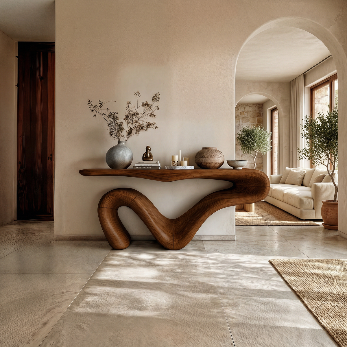 Organic Modern Sculptural Console Table
