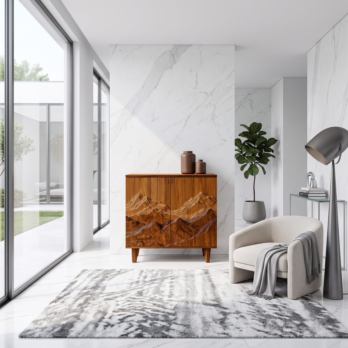 Organic Modern Wood Side Storage Cabinet