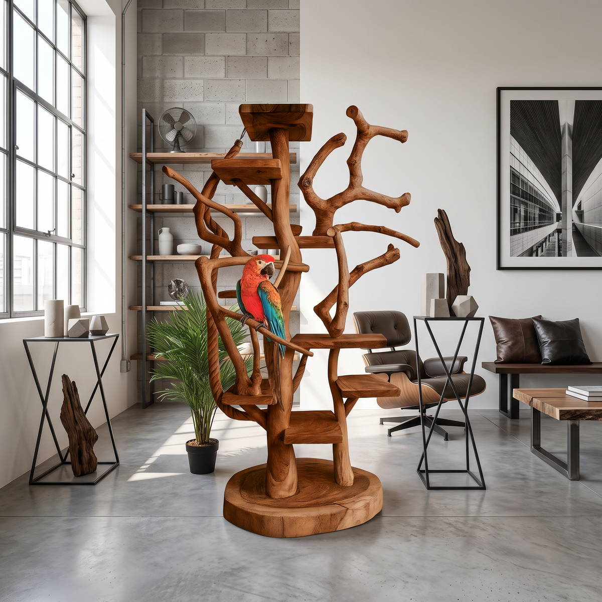 Natural Tree Parrot Stand For Living Room And Bird Room