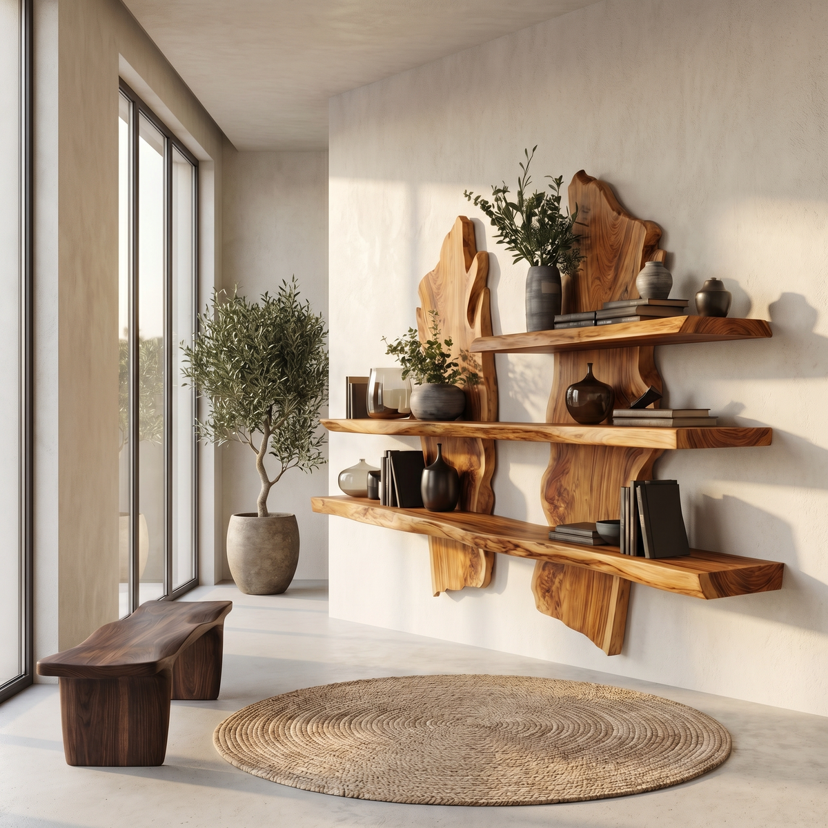 Rustic Organic Wall Shelf