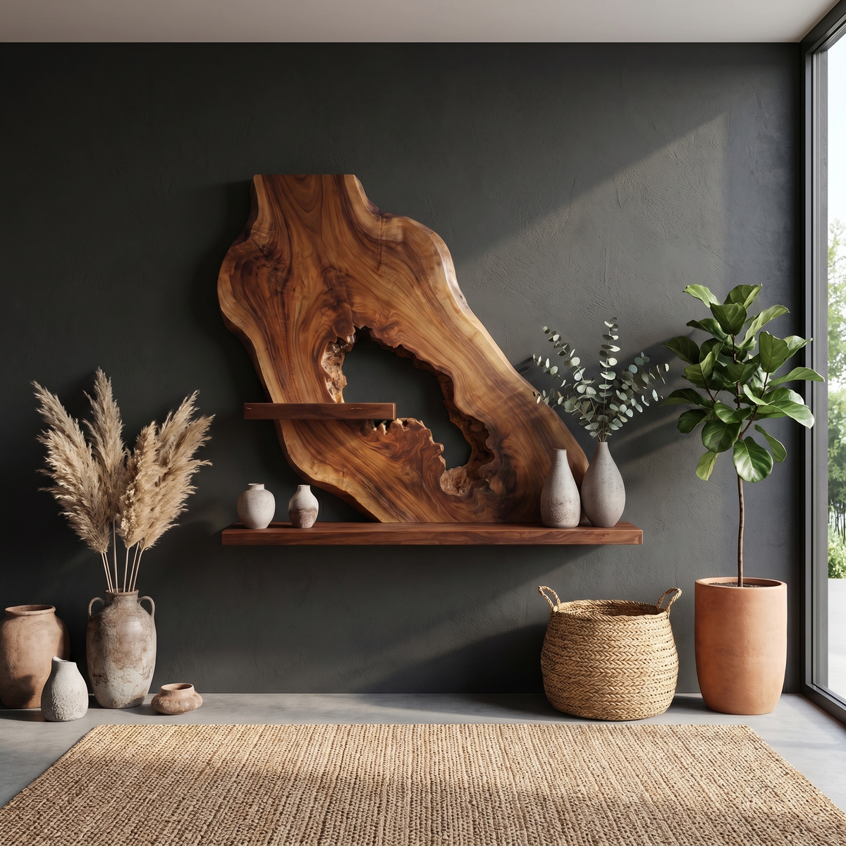 Sculptural Floating Wall Shelf