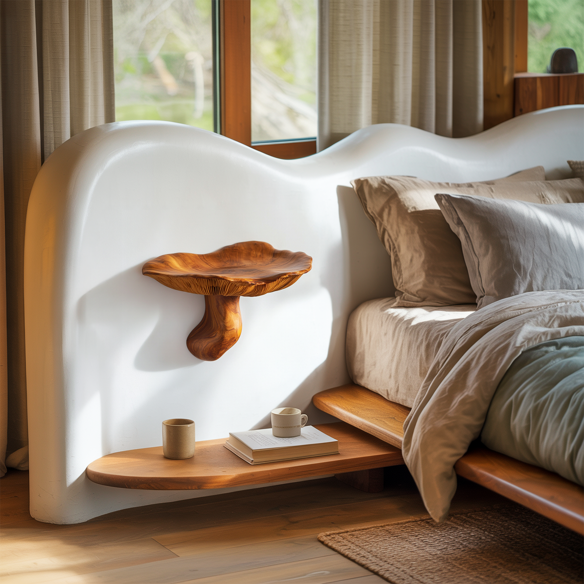 Organic Modern Bedside Wall Mushroom Shelf