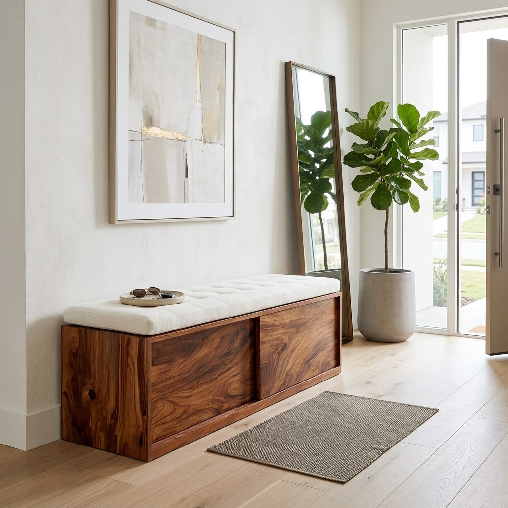 Modern Storage Bench With Minimalist Design For Home Interiors