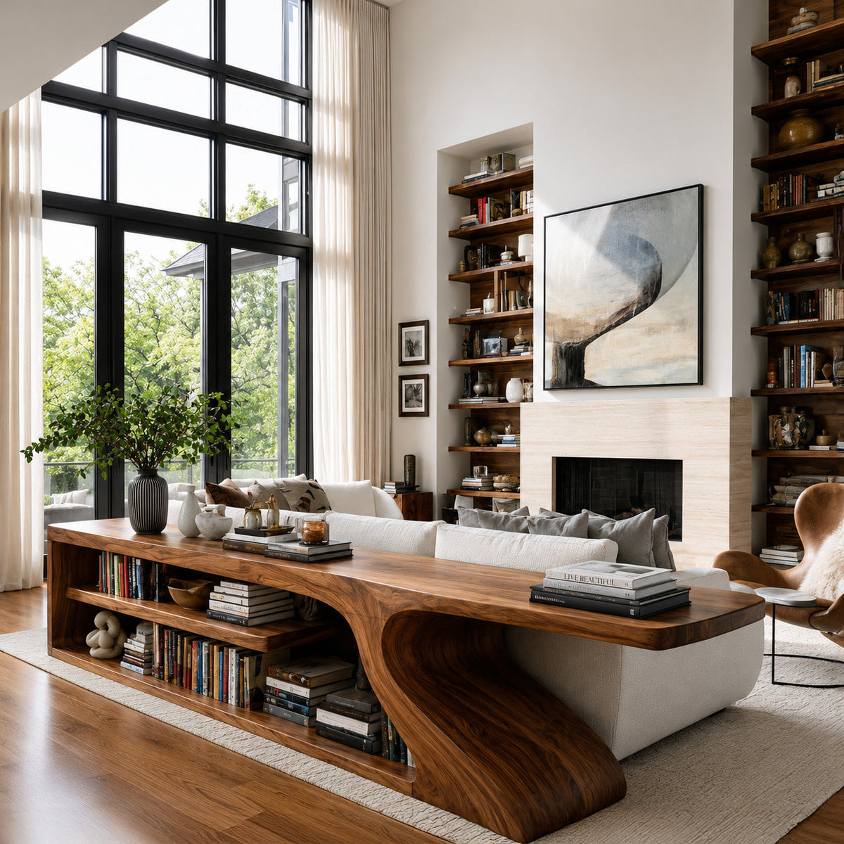 Organic Wooden Console Table For Modern Home