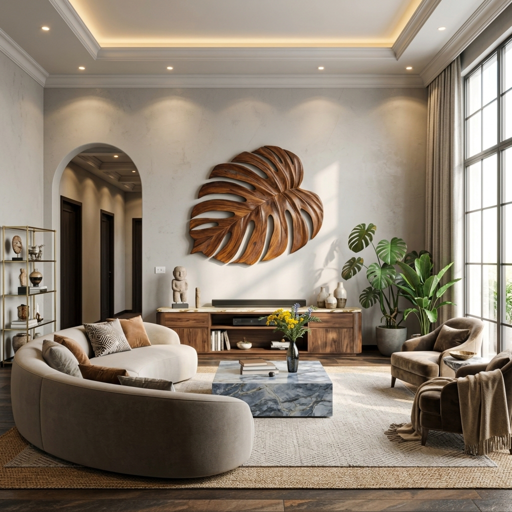 Artistic Wooden Leaf Wall Art For Living Room