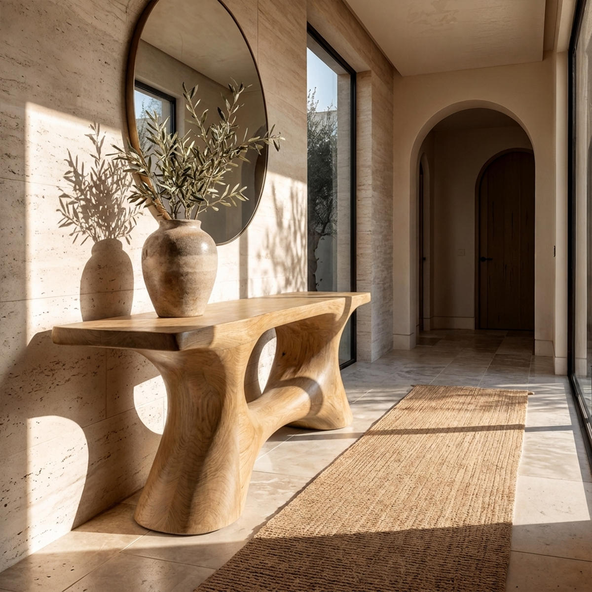 Contemporary Organic Void Base Console Table Entryway Hallway Living Room