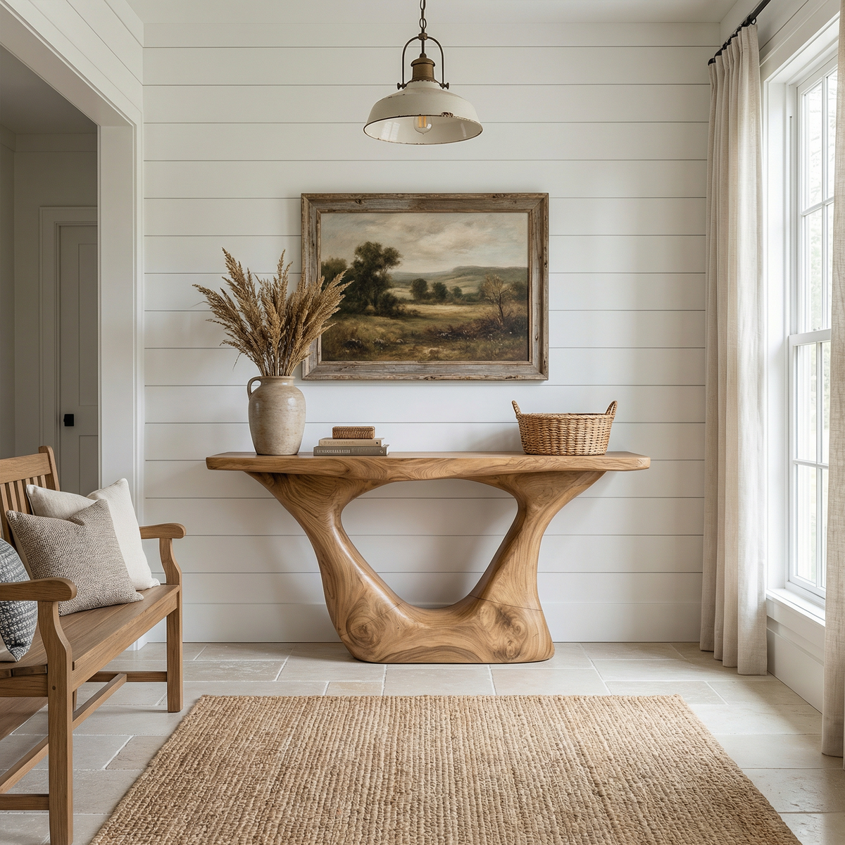 Contemporary Organic Sculptural Console Table For Entryway And Living Room Space