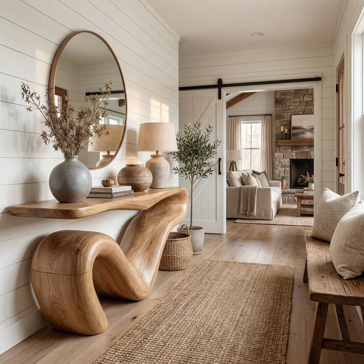 Organic Modern Sculptural Console Table