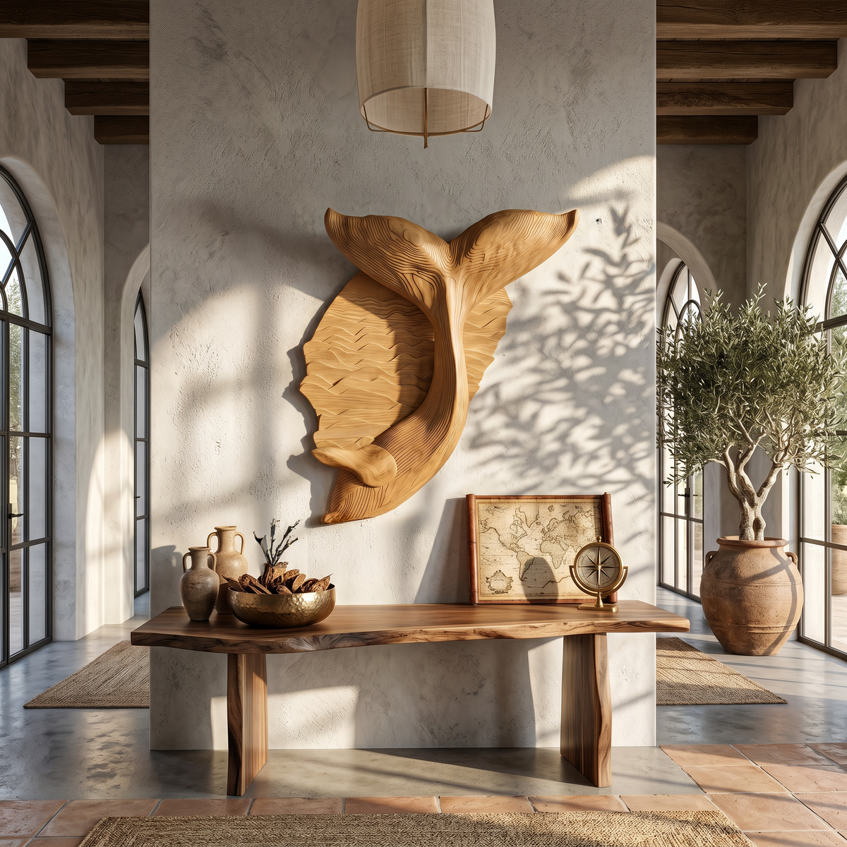 Organic Whale Tail Wooden Wall Art