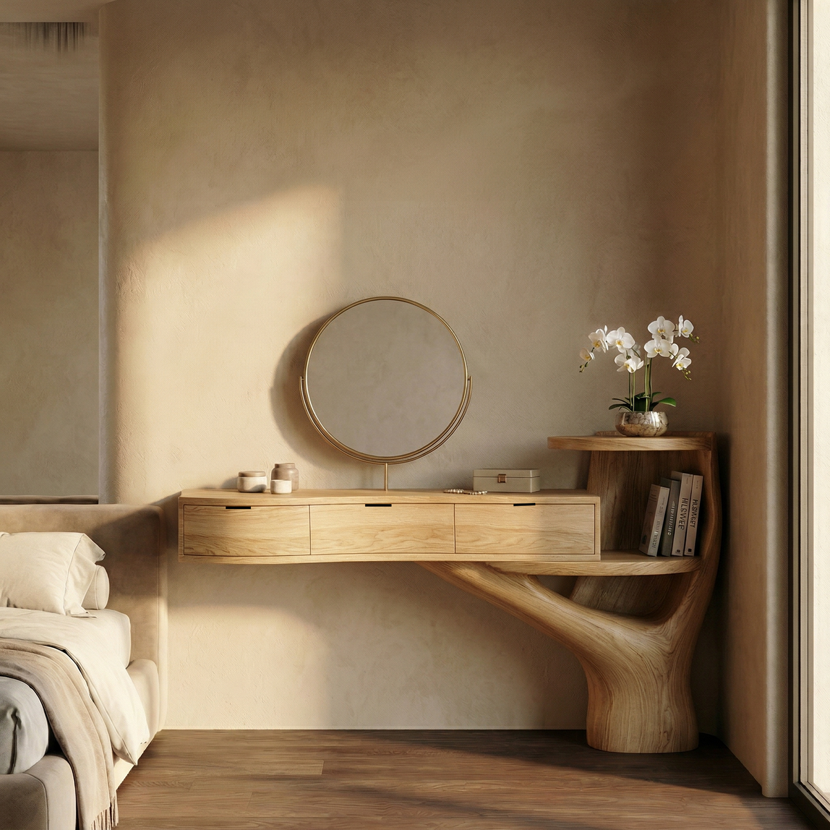 Organic Floating Dressing Table With Drawers