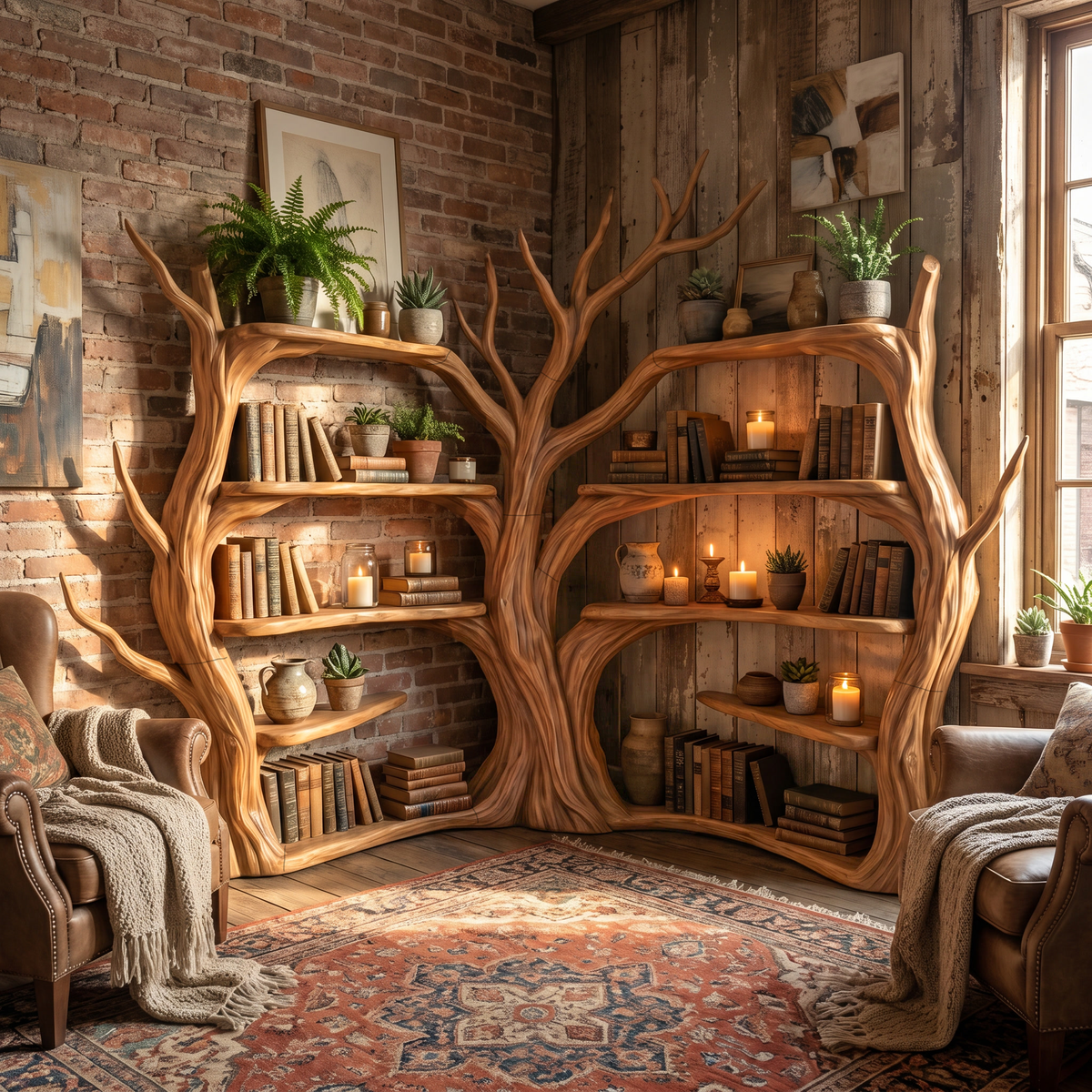 Tree Corner Bookshelf For Living Room And Reading Room