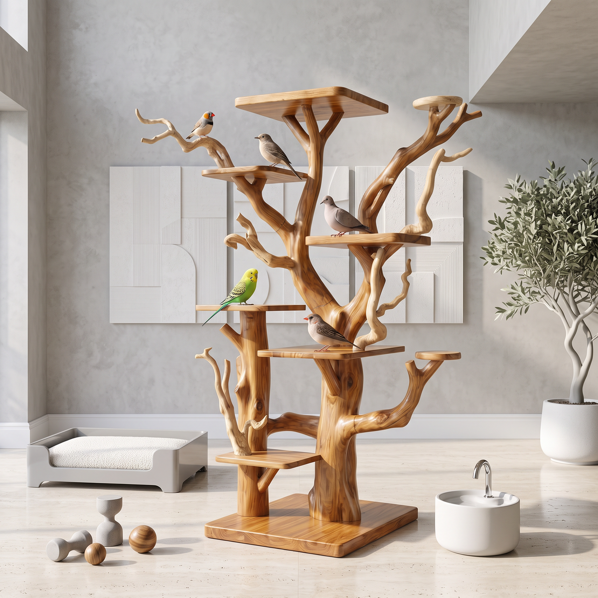 Rustic Bird Perch Stand For Living Room Or Bedroom