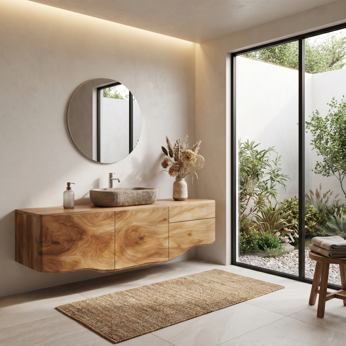 Wall Mounted Wooden Bathroom Vanity