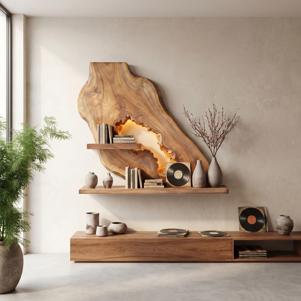 Sculptural Floating Wall Shelf