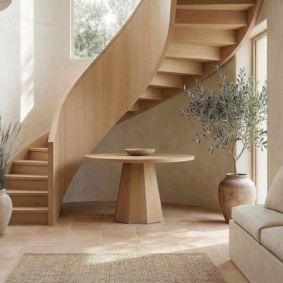 Contemporary Organic Round Entryway Foyer Table For Entryway