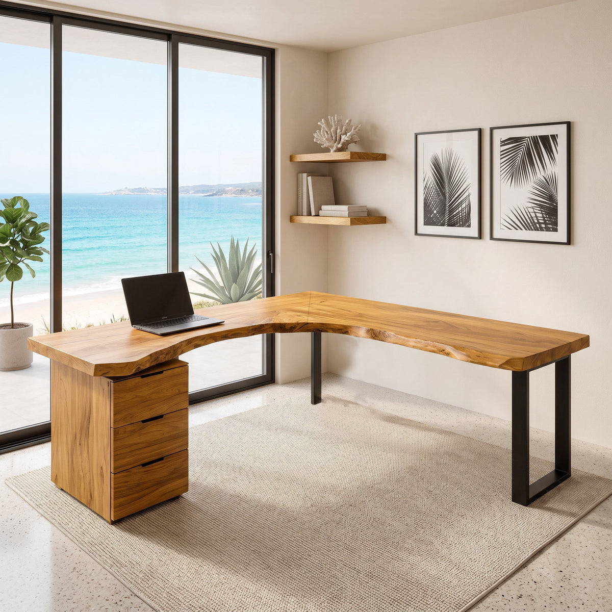 Modern L Shaped Desk With Drawer Storage For Workspace