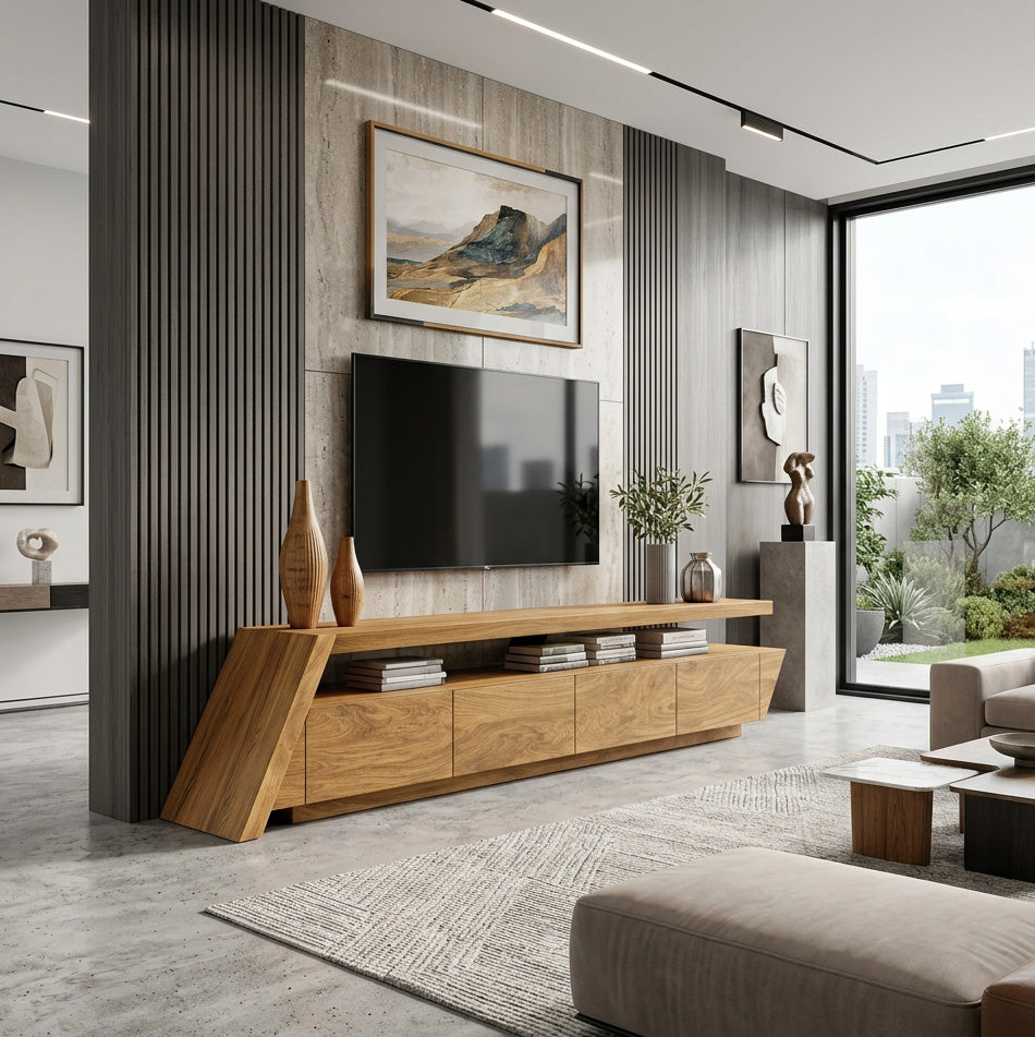 Modern Geometric TV Stand For Living Room