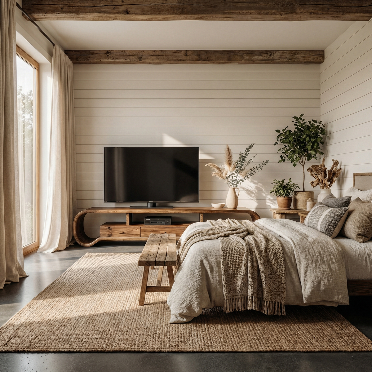 Rustic Curved TV Cabinet