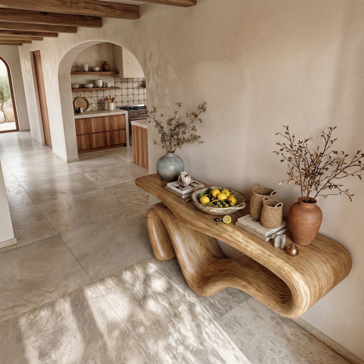 Organic Modern Sculptural Console Table