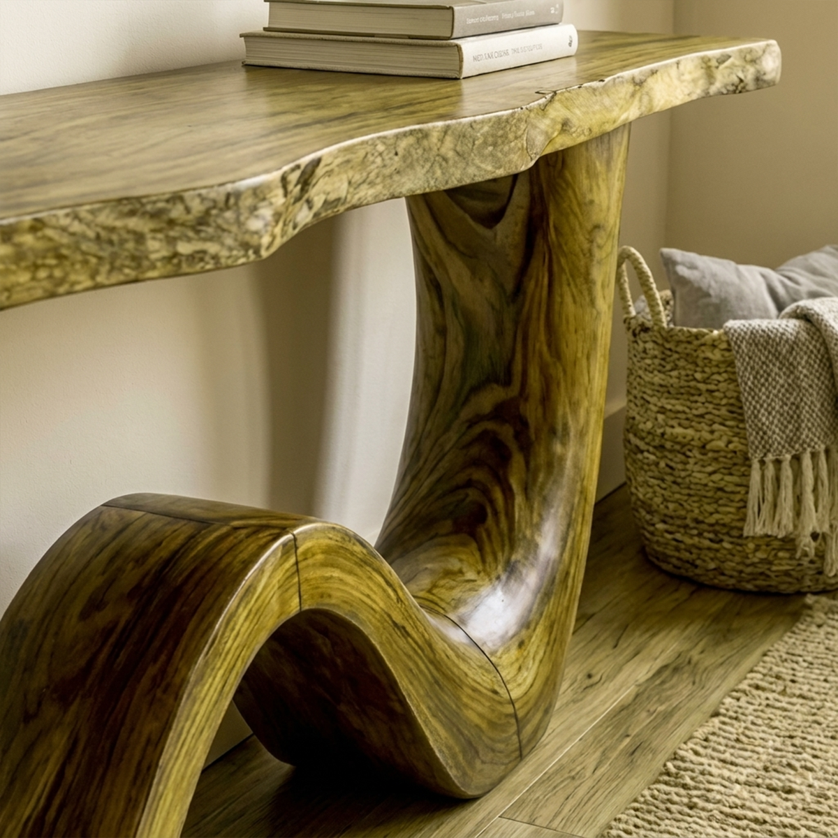 Organic Wave Base Wood Console Table