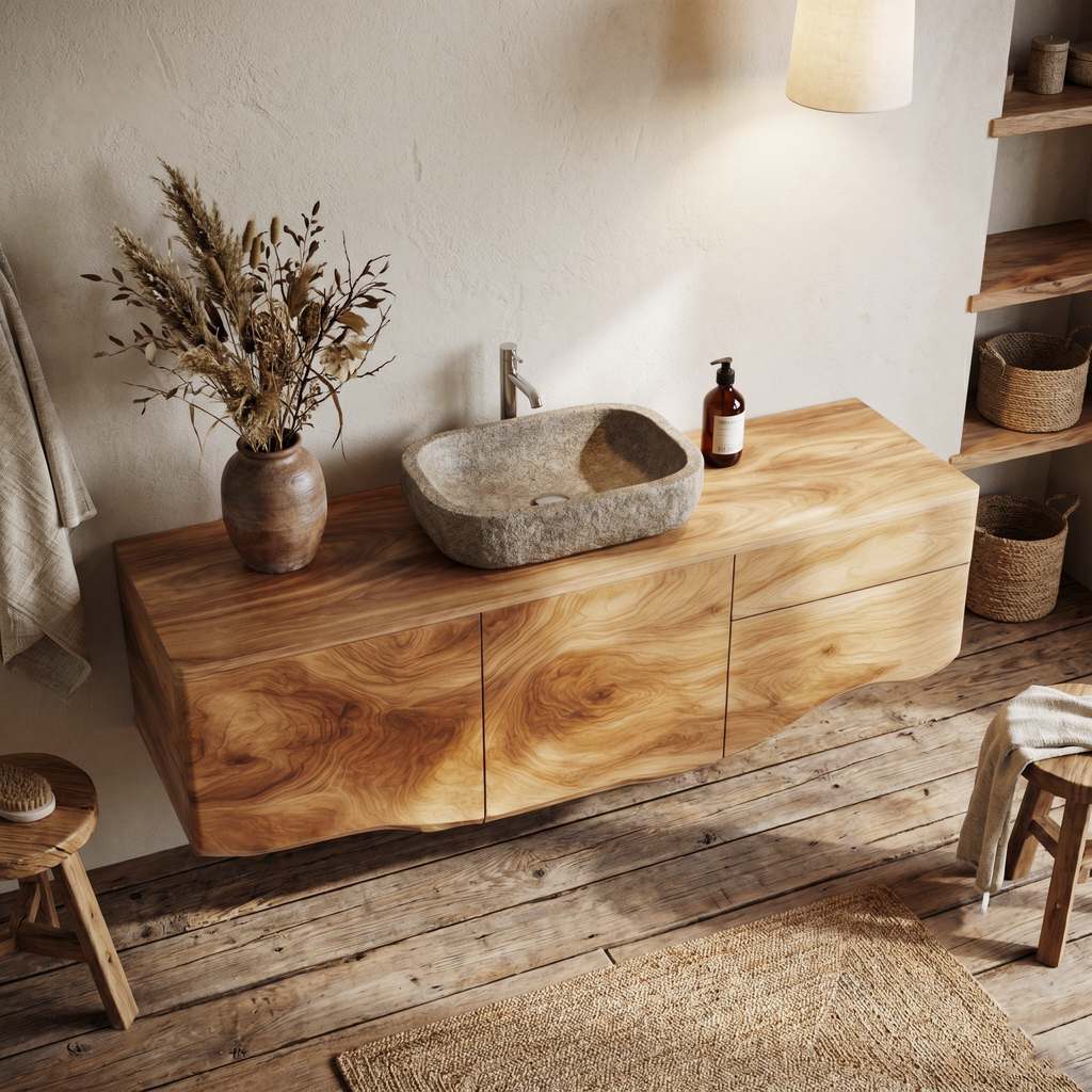 Wall Mounted Wooden Bathroom Vanity