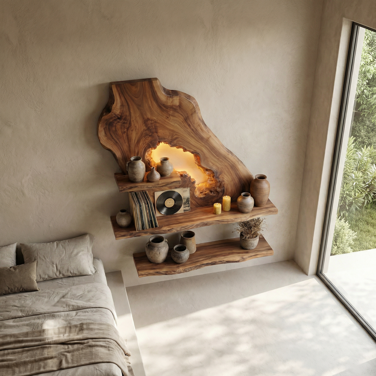Sculptural Floating Wall Shelf