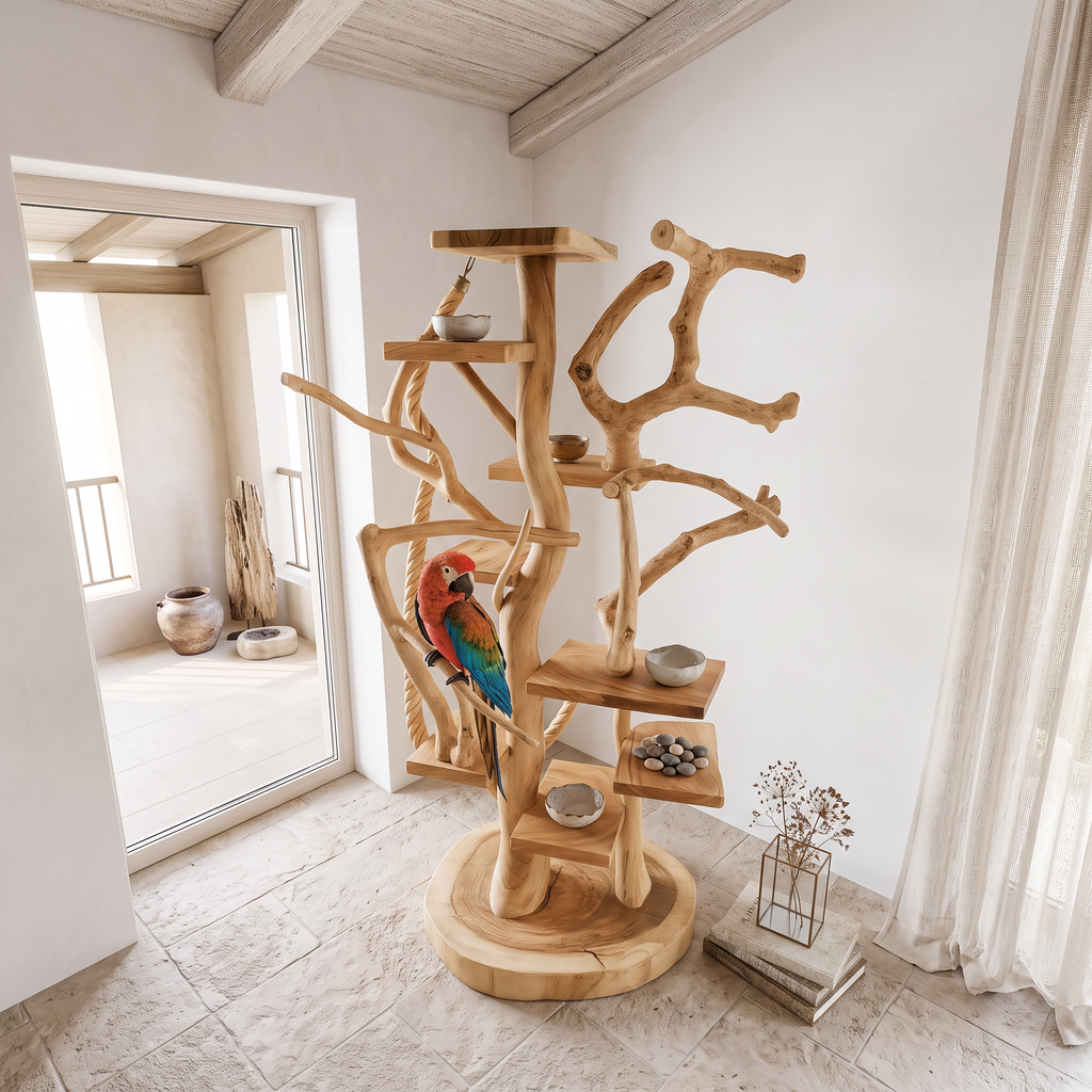 Natural Tree Parrot Stand For Living Room And Bird Room