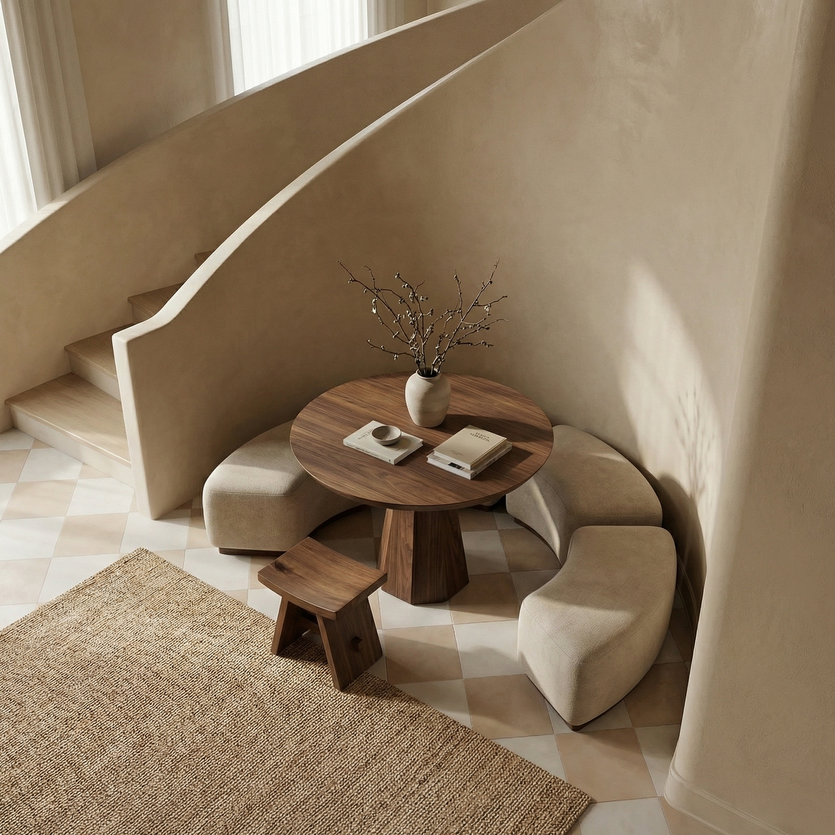 Contemporary Organic Round Entryway Foyer Table For Entryway