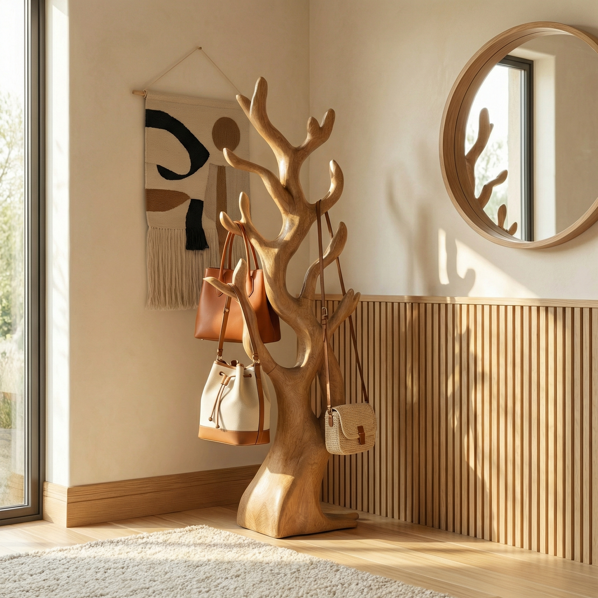 Rustic Artistic Tree Coat Rack For Entryway And Interior Styling